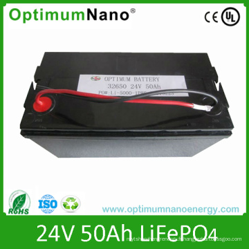 Batterie de 24V 50ah LiFePO4, paquet favorable à l&#39;environnement de stockage de batterie solaire